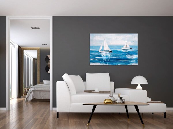 Tablou - Pictură yacht pe mare (90x60 cm)