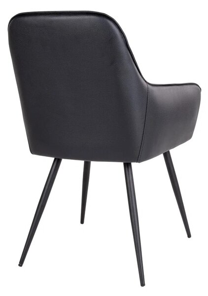 Scaun dining Harbo, Negru, 65x57x87 cm, Piele ecologica