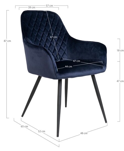 Scaun dining Harbo dining, Albastru, 65x57x87 cm