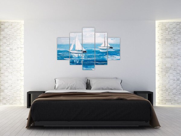 Tablou - Pictură yacht pe mare (150x105 cm)