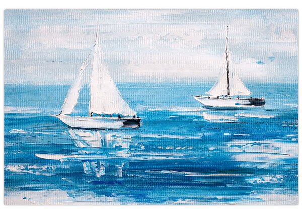 Tablou - Pictură yacht pe mare (90x60 cm)
