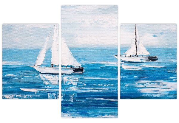 Tablou - Pictură yacht pe mare (90x60 cm)