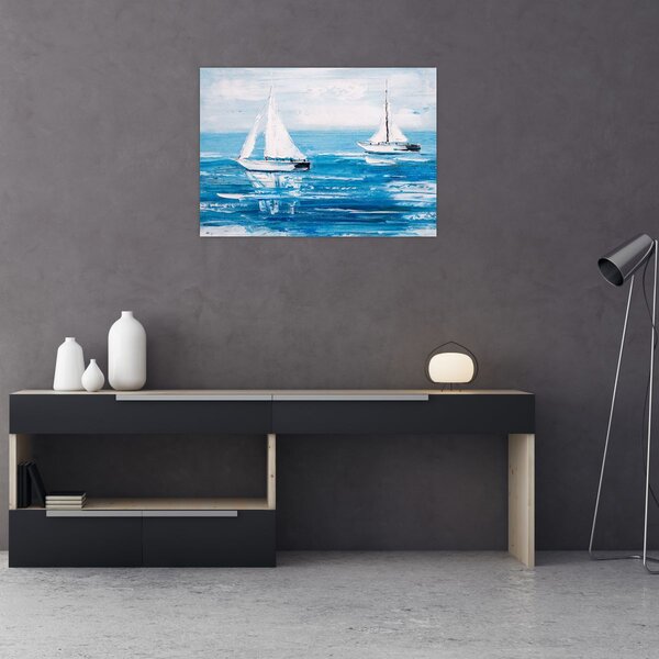 Tablou - Pictură yacht pe mare (70x50 cm)