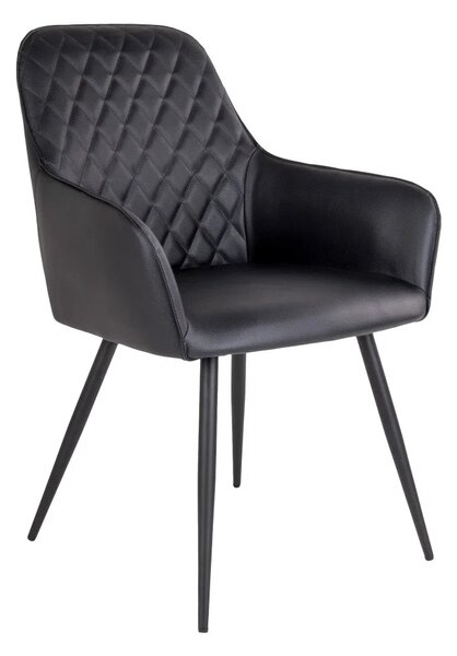 Scaun dining Harbo, Negru, 65x57x87 cm, Piele ecologica