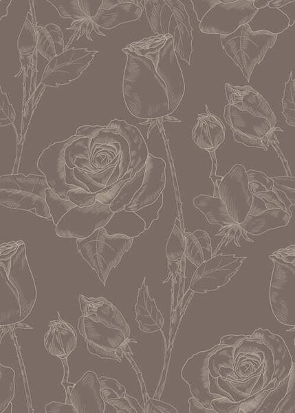 Tapet Model cu trandafiri negri pe fond maro, Tapet flori, a01124v1 : Uwalls.ro