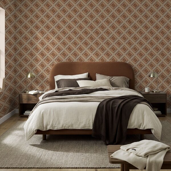 Tapet Model geometric cu romburi în nuanțe de teracotă, Tapet abstract, a01128 : Uwalls.ro