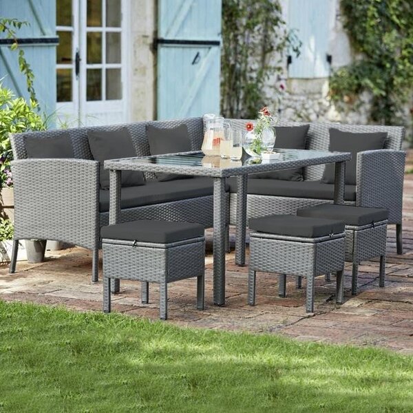 Set mobilier de grădină, din ratan ALTEA - Gri