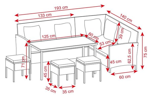 Set mobilier de grădină din ratan ALTEA - Antracit