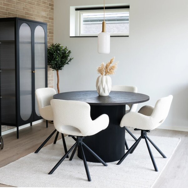 Scaun dining Amorim, Alb/Bej, 58x59x82.5 cm