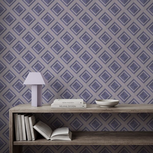 Tapet Model geometric cu romburi în nuanțe de albastru, Tapet abstract, a01128v1 : Uwalls.ro