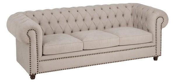 Canapea bej din textil si lemn pentru 3 persoane 215 cm Bellagio