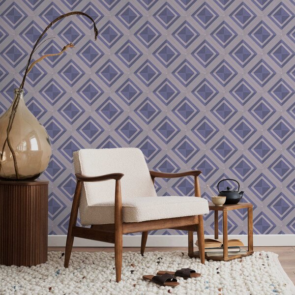 Tapet Model geometric cu romburi în nuanțe de albastru, Tapet abstract, a01128v1 : Uwalls.ro