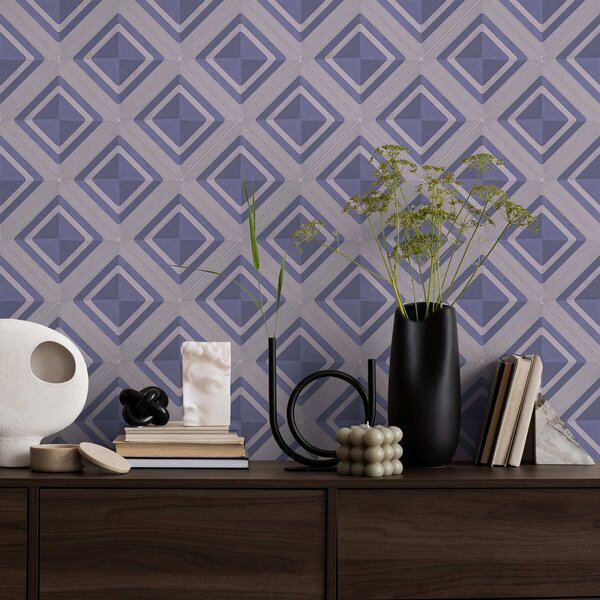 Tapet Model geometric cu romburi în nuanțe de albastru, Tapet abstract, a01128v1 : Uwalls.ro