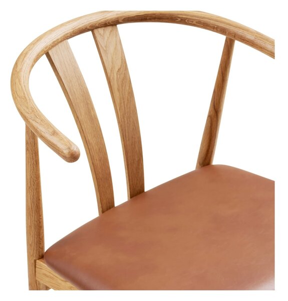 Scaun dining Artenara, Natural/Maro, 56x51x77 cm