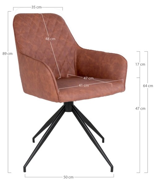 Scaun de dining rotativ Harbo, Maro, 62x56x89 cm