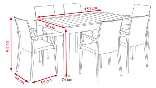 Set mobilier de grădină, 7 piese, Avenberg SAONA - Negru