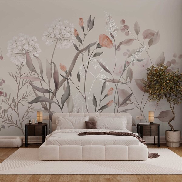 Tapet Plante sălbatice aerisite în tonuri pastelate, Imagini de fundal unice, w05154 : Uwalls.ro