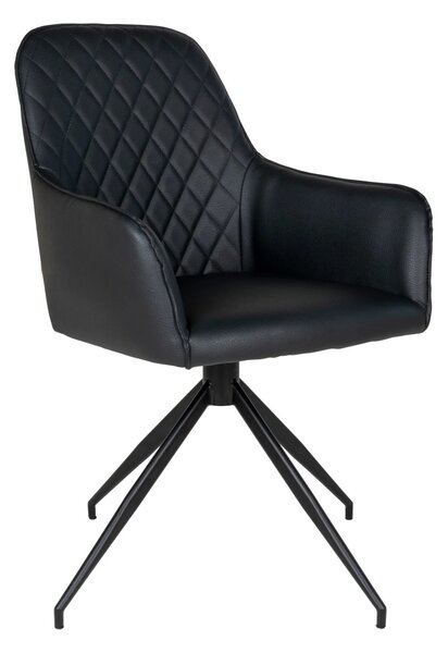 Scaun de dining rotativ Harbo, Negru, 62x56x89 cm