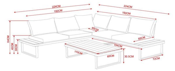 Set mobilier de grădină MODENA - Gri