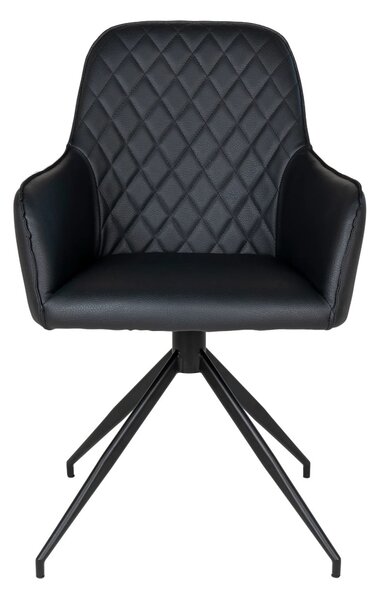 Scaun de dining rotativ Harbo, Negru, 62x56x89 cm