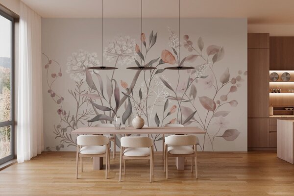Tapet Plante sălbatice aerisite în tonuri pastelate, Imagini de fundal unice, w05154 : Uwalls.ro