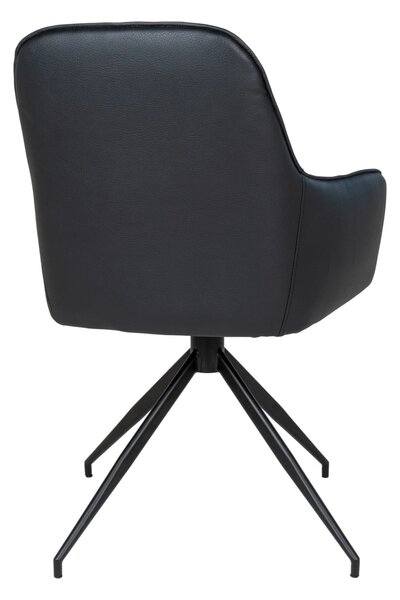 Scaun de dining rotativ Harbo, Negru, 62x56x89 cm