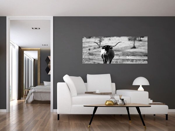 Tablou - Vacă,alb-negru (120x50 cm)