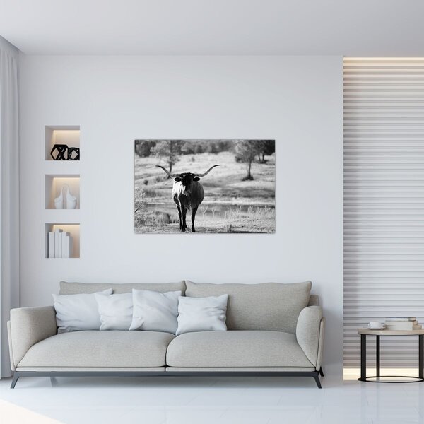 Tablou - Vacă,alb-negru (90x60 cm)