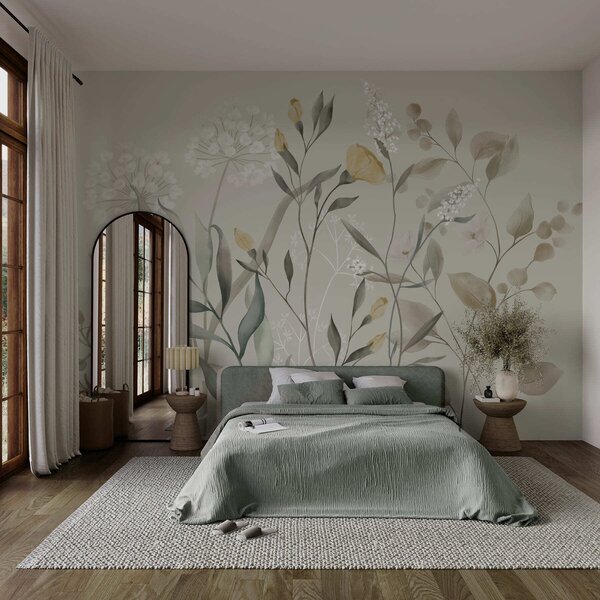 Tapet Plante cu accente galbene pe un fundal deschis, Imagini de fundal unice, w05154v1 : Uwalls.ro