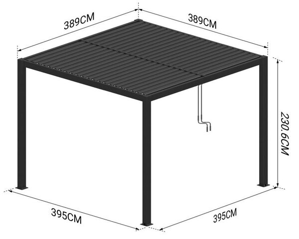 Pergolă bioclimatică din aluminiu cu lamele 4 x 4 M