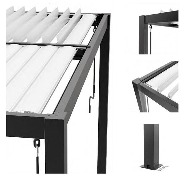 Pergolă bioclimatică din aluminiu cu lamele 4 x 4 M