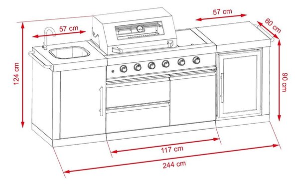 Bucătărie de grădină cu grill și frigider Avenberg TRINITY
