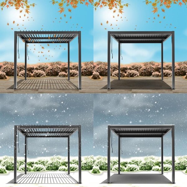 Pergolă bioclimatică din aluminiu cu lamele 4 x 4 M
