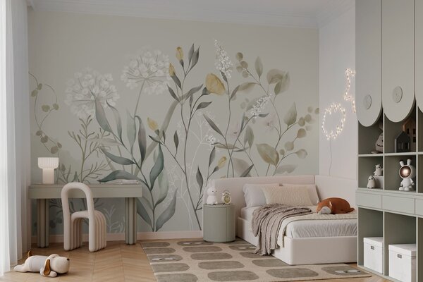 Tapet Plante cu accente galbene pe un fundal deschis, Imagini de fundal unice, w05154v1 : Uwalls.ro