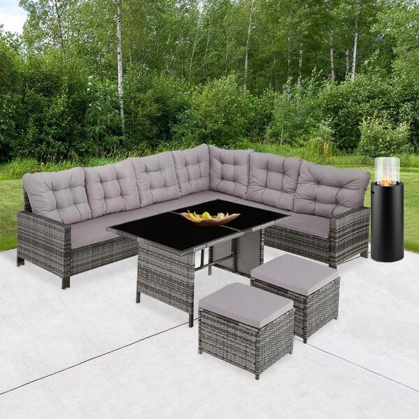Set luxos mobilier de grădină din ratan Avenberg BARLETTA gri/gri deschis