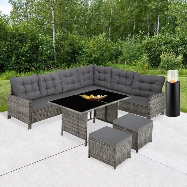 Set mobilier de grădină luxos din ratan Avenberg BARLETTA gri/gri închis