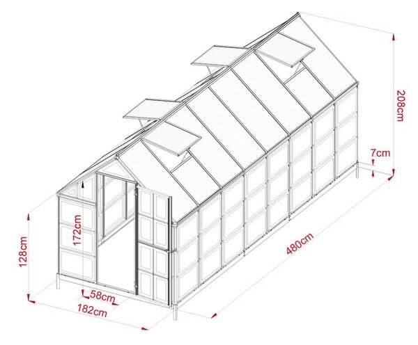 Seră de grădină din policarbonat CRAFTFIELD 4.8 m + bază cadou GRATUITĂ