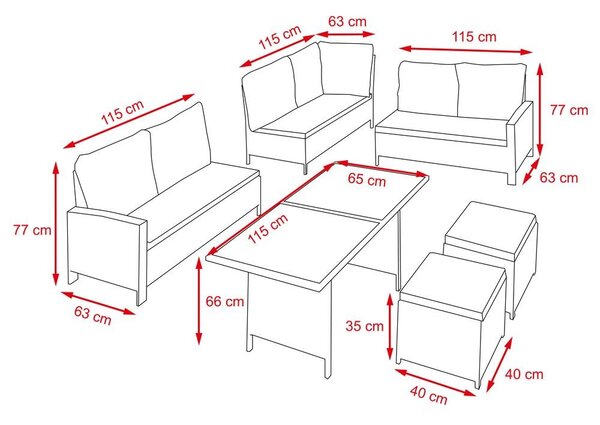Set luxos mobilier de grădină din ratan Avenberg BARLETTA gri/gri deschis