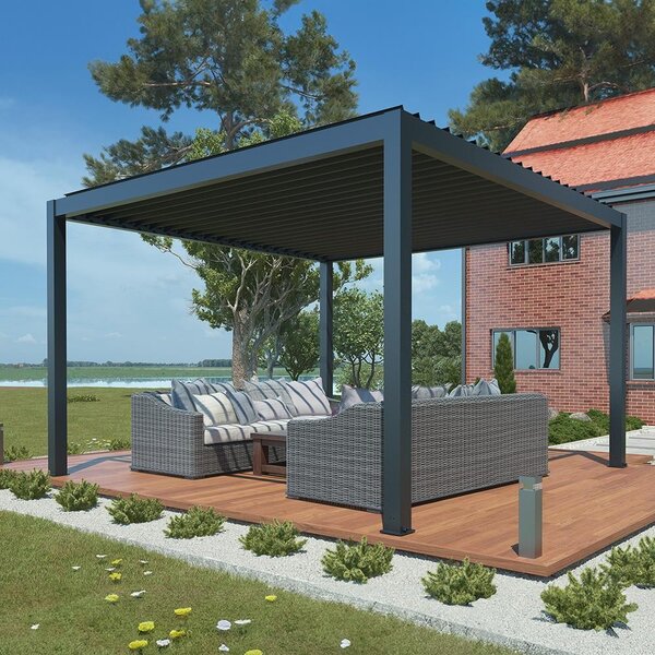 Pergolă bioclimatică din aluminiu cu lamele electrice 3 x 4 m + iluminare LED