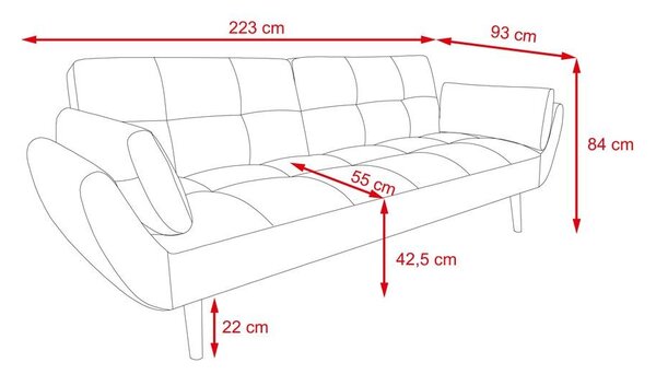 Canapea extensibilă THALIA - Gri deschis
