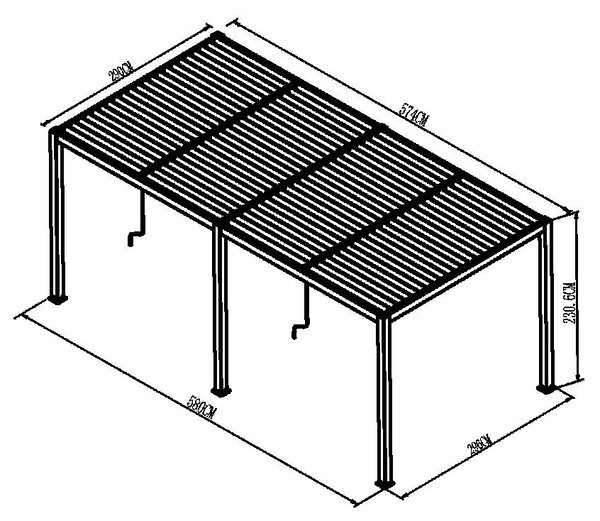 Pergolă bioclimatică din aluminiu cu lamele 5,8 x 3 M