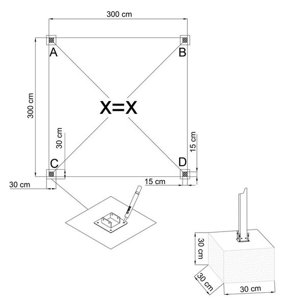 Pergolă bioclimatică înclinat cu lamele 3 x 3 M