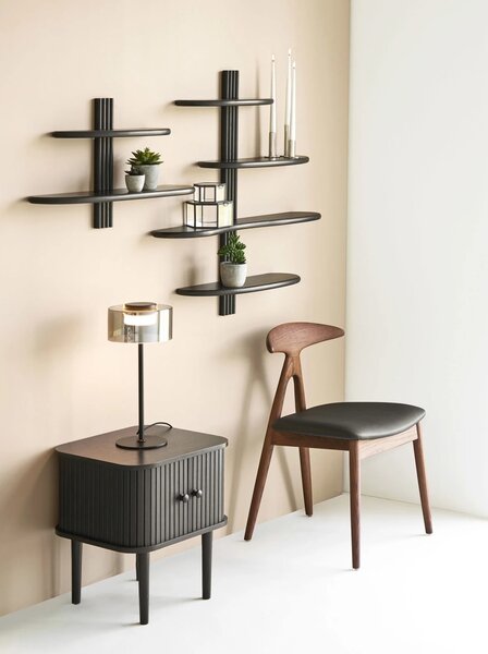 Raft de perete Aliano, Negru, 17.5x65x42.5 cm