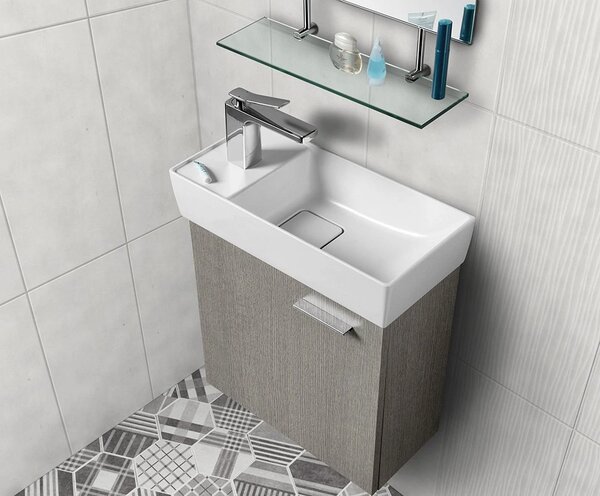 Sapho Sapho, lavoar din beton PICCOLINO 30.8x17cm, baterie pe dreapta, verde mat, PK30523