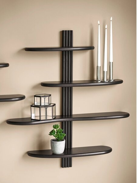 Raft de perete Aliano, Negru, 17.5x80x88 cm