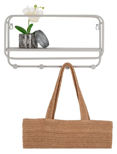 Polita de perete pentru palarii si accesorii Feira, Gri, 15x45x25 cm