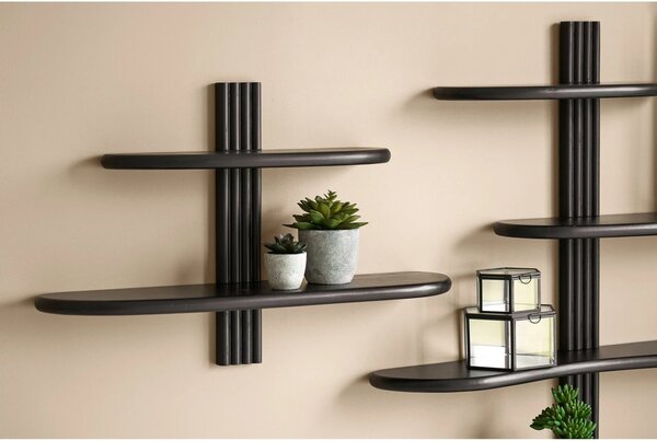 Raft de perete Aliano, Negru, 17.5x65x42.5 cm