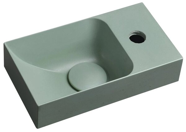 Sapho Sapho, lavoar din beton PICCOLINO 30.8x17cm, baterie pe dreapta, verde mat, PK30523