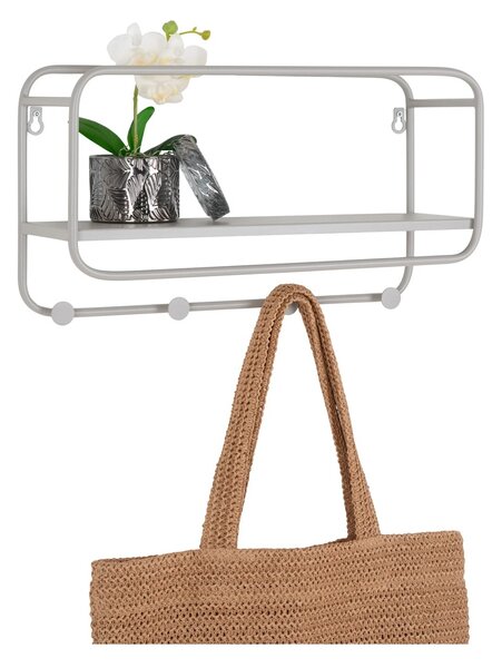 Polita de perete pentru palarii si accesorii Feira, Gri, 15x45x25 cm