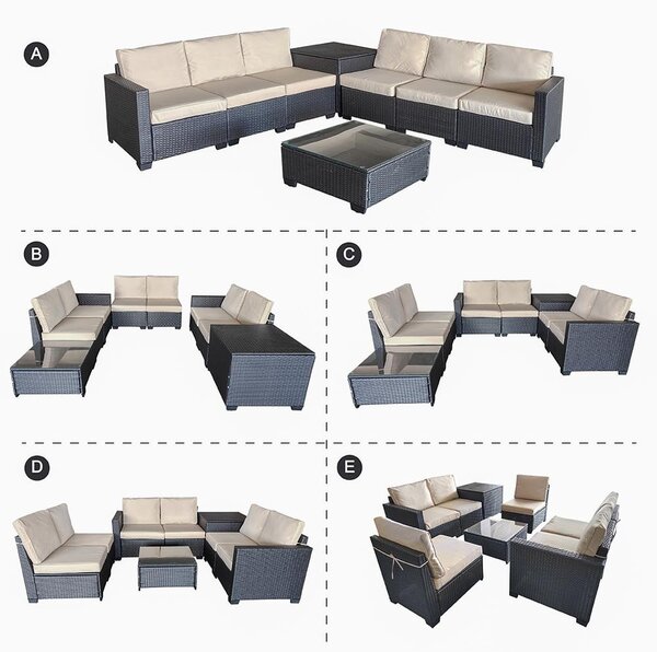 Set mobilier de grădină cu canapele și ladă de depozitare pentru perne Avenberg ENCANTA